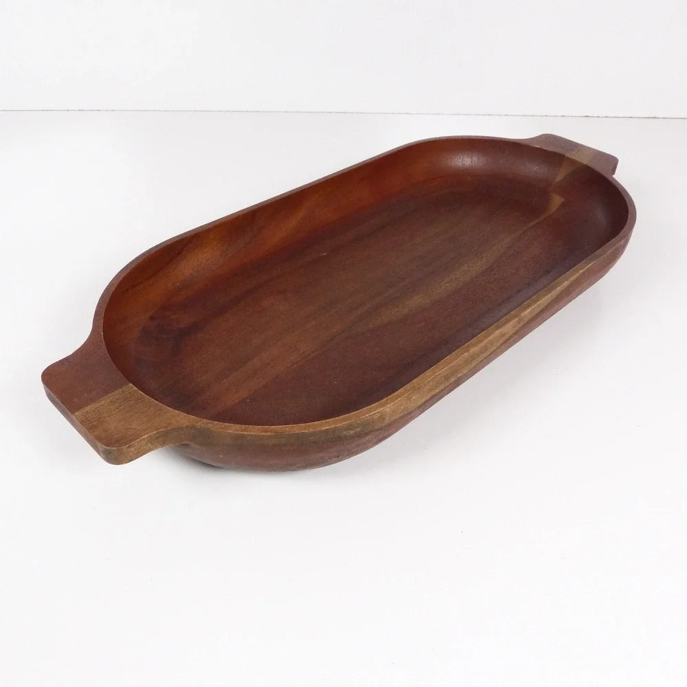 Pottery Barn Chateau Handcrafted Acacia Wood Dough Bowl Serving Tray Platter